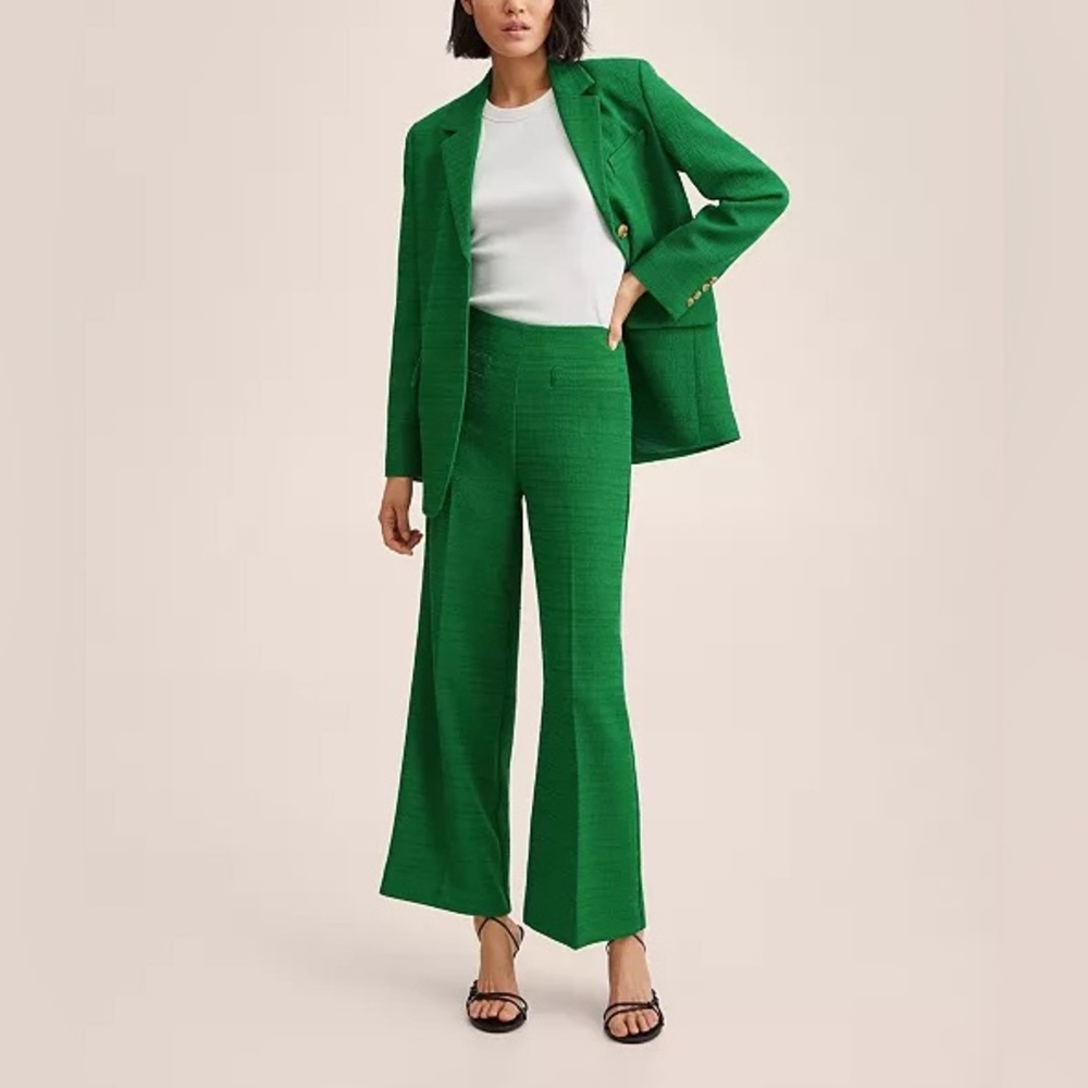 Kelly Green Tweed Mango 2 piece pant suit.